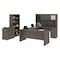 Bestar Bestar Logan 66W U-Shaped Desk with Hutch, Lateral File Cabinet, and Bookcase in bark grey 46851-47 - alternate 7